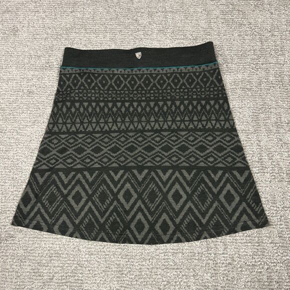 Kuhl Adriana Skirt Womens Small Gray Merino Wool Blend Geometric Stretch Pull On - Picture 3 of 7